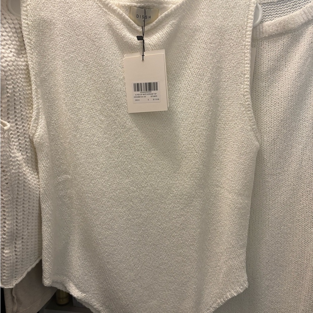 DISSH ALTHEA OFF WHITE ASYM KNIT TOP